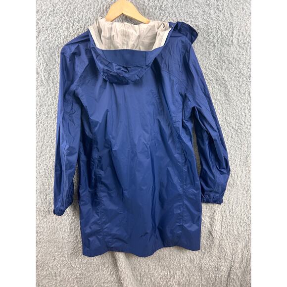 L.L. Bean TEK Waterproof Rain Jacket Blue Women’s Large Hooded Long Coat - Picture 2 of 9